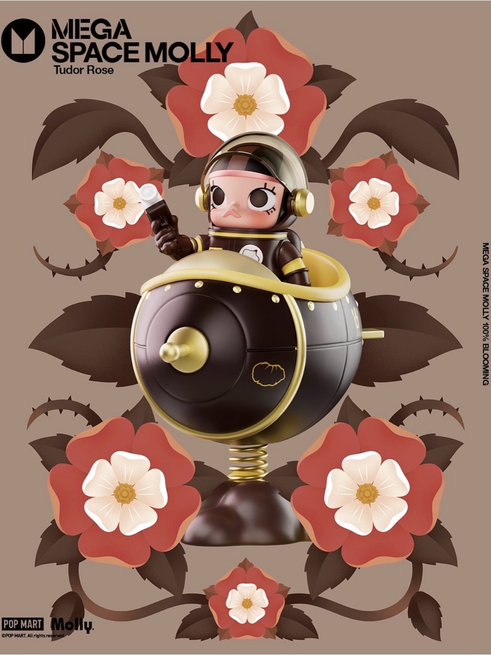 AUTHENTIC Pop Mart Mega Space Molly 100% Blooming Series - Tudor Rose (UK)